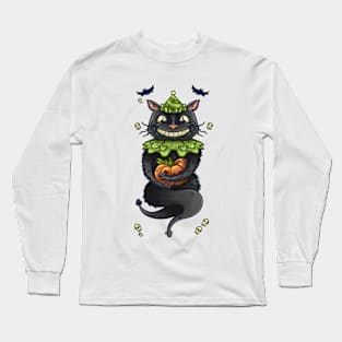 Halloween Cat in Hat Long Sleeve T-Shirt